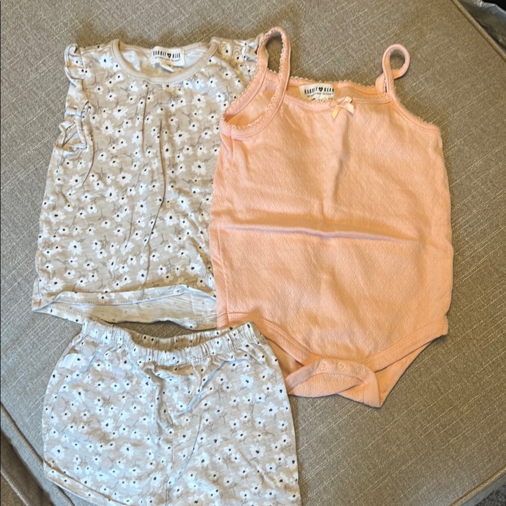 Baby Girl Floral and Peach Outfit Set